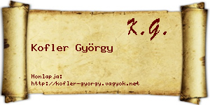 Kofler György névjegykártya